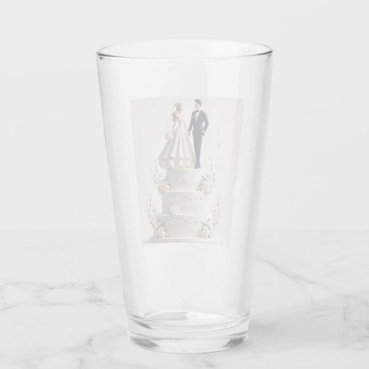 Romantische bruidstaart Glass Cup. Glas (Achterkant)