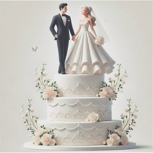 Romantische bruidstaart sticker (Voorkant)