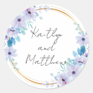 Romantische bruiloft Bloemen Ronde Sticker