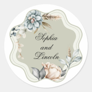 Romantische bruiloft Bloemen Ronde Sticker