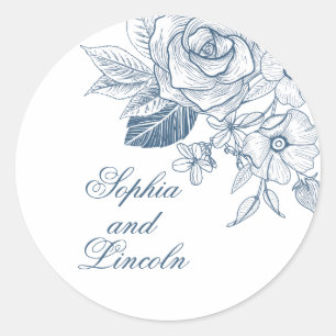 Romantische bruiloft Bloemen Ronde Sticker