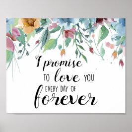 romantische bruiloft citeert waterverf bloemen bla poster