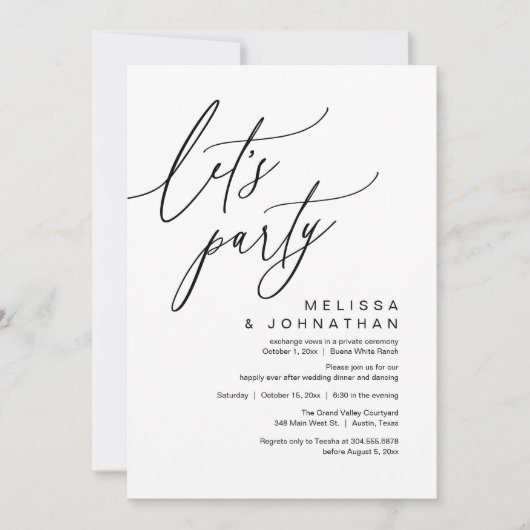 Romantische bruiloft Dancing, Let's Party Kaart (Voorkant)
