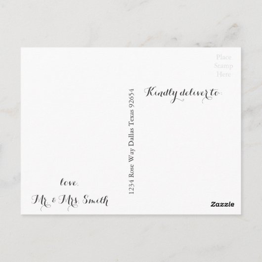 Romantische bruiloft Dank u Briefkaart (Achterkant)