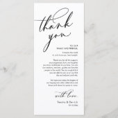 Romantische bruiloft Dank u plaats instelling Kaar Programmakaart (Voorkant)