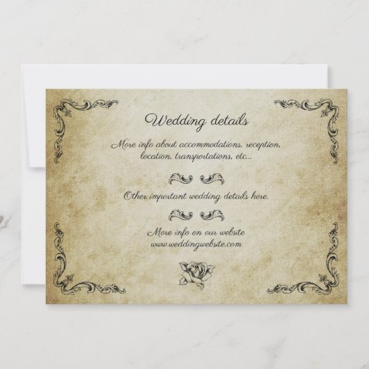 romantische bruiloft details kaart (Voorkant)