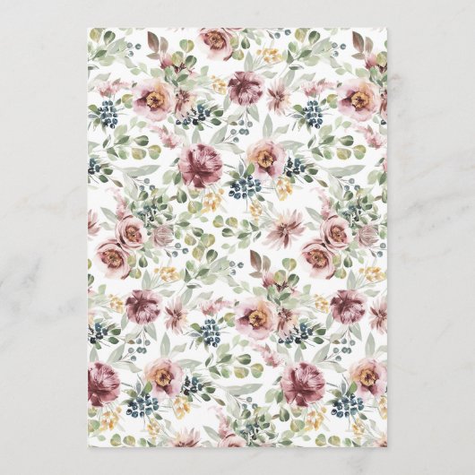 Romantische bruiloft elegante bloemenmenu menu (Achterkant)