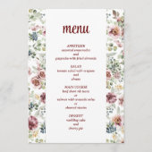Romantische bruiloft elegante bloemenmenu menu (Voorkant)