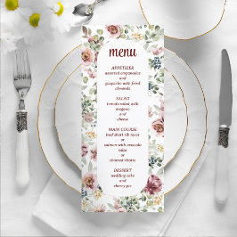 Romantische bruiloft elegante bloemenmenu menu