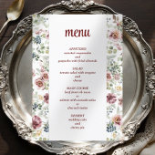 Romantische bruiloft elegante bloemenmenu  menu