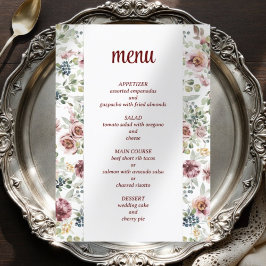 Romantische bruiloft elegante bloemenmenu menu