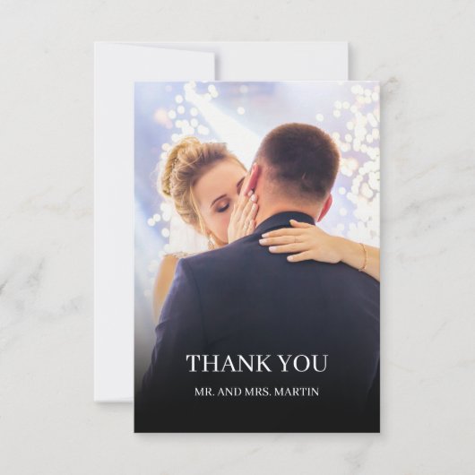 Romantische bruiloft foto collage dank u bedankkaart (Voorkant)