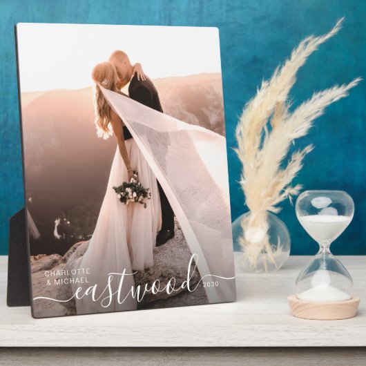 Romantische bruiloft foto Keepsake Fotoplaat (Zijkant)