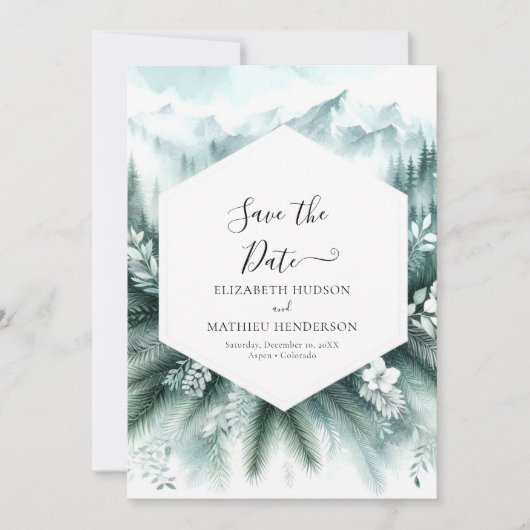 Romantische bruiloft in het bos save the date (Voorkant)