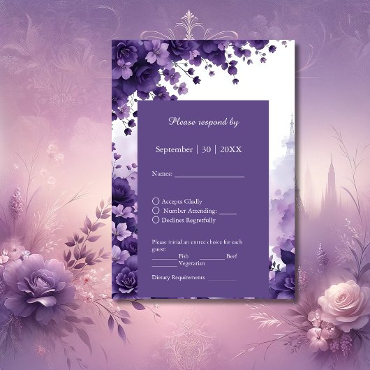 Romantische bruiloft in Parijs | VillaFloral & Eif RSVP Kaartje