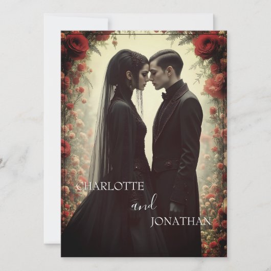 Romantische bruiloft in zwarte elegantie (Voorkant)