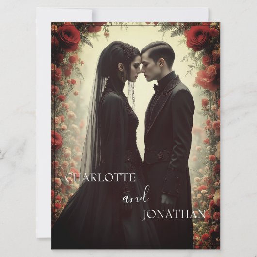 Romantische bruiloft in zwarte elegantie (Voorkant)