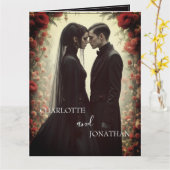 Romantische bruiloft in zwarte elegantie kaart (Gele Bloem)