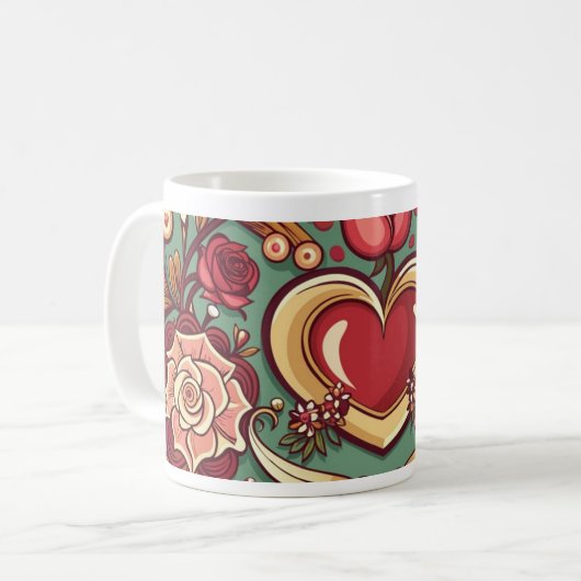 Romantische bruiloft & Jubileum Mok met Elegant (Voorkant links)