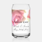 Romantische bruiloft kan glas met roos bloemenprin (Voorkant)