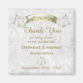 Romantische bruiloft klokken dank u magneet (Voorkant)