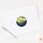 romantische bruiloft lantaarns blauwgroen ronde sticker (Envelop)