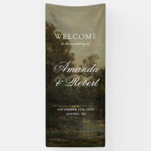 Romantische bruiloft met fijne kunst welkom spandoek