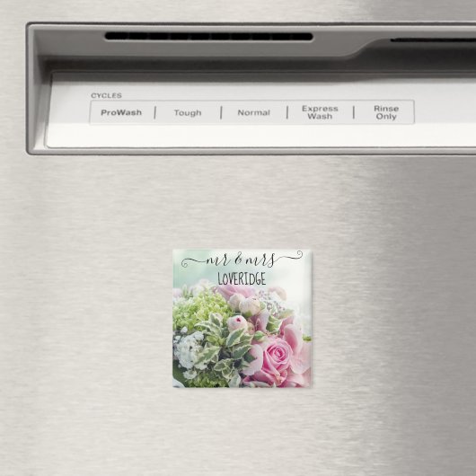 Romantische bruiloft met roze rozen magneet (Insitu (Vaatwasser))