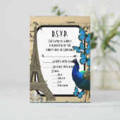 Romantische  bruiloft Parijs R.S.V.P RSVP Kaartje (Staand voorkant)