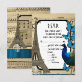 Romantische  bruiloft Parijs R.S.V.P RSVP Kaartje (Voorkant / Achterkant)