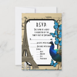 Romantische  bruiloft Parijs R.S.V.P RSVP Kaartje