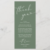 Romantische bruiloft plaats instelling dank u kaar programmakaart (Voorkant)