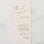 Romantische bruiloft plaats instelling dank u kaar programmakaart (Voorkant)