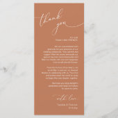 Romantische bruiloft plaats instelling dank u kaar programmakaart (Voorkant)