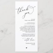 Romantische bruiloft plaats instelling dank u kaar programmakaart (Voorkant)