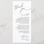 Romantische bruiloft plaats instelling dank u kaar programmakaart (Voorkant)
