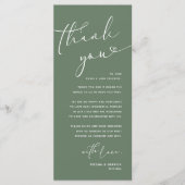 Romantische bruiloft plaats instelling dank u kaar programmakaart (Voorkant)