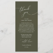 Romantische bruiloft plaats instelling dank u kaar programmakaart (Voorkant)