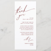 Romantische bruiloft plaats instelling dank u kaar programmakaart (Voorkant)