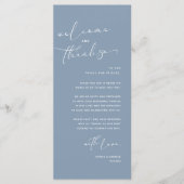 Romantische bruiloft plaats instelling dank u kaar programmakaart (Voorkant)