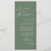 Romantische bruiloft plaats instelling dank u kaar programmakaart (Voorkant)