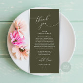 Romantische bruiloft plaats instelling dank u kaar programmakaart