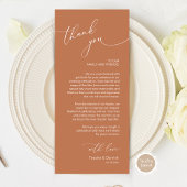 Romantische bruiloft plaats instelling dank u kaar programmakaart