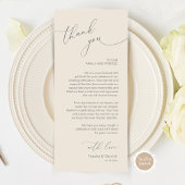 Romantische bruiloft plaats instelling dank u kaar programmakaart