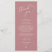 Romantische bruiloft plaats instelling dank u kaar programmakaart (Voorkant)
