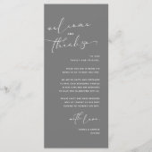 Romantische bruiloft plaats instelling dank u kaar programmakaart (Voorkant)