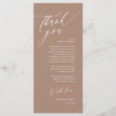 Romantische bruiloft plaats instelling dank u kaar programmakaart (Voorkant)
