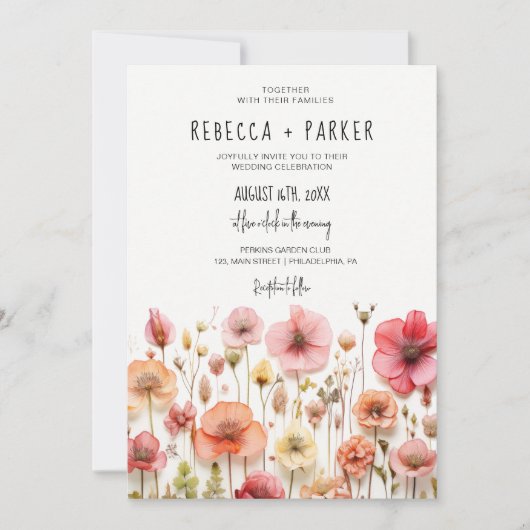 Romantische bruiloft qr code RSVP op rug Kaart (Voorkant)