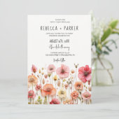 Romantische bruiloft qr code RSVP op rug Kaart (Staand voorkant)