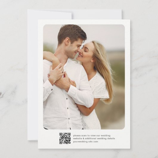 Romantische bruiloft qr code RSVP op rug Kaart (Achterkant)